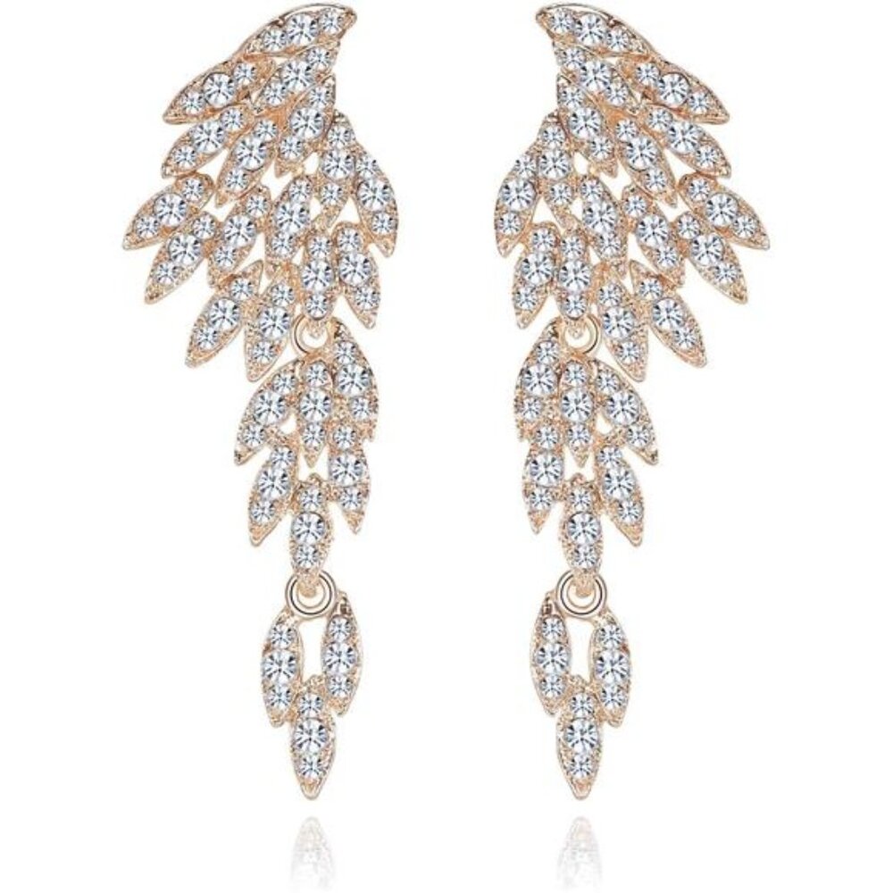 Statement Angel Wings Crystal Rhinestone Earrings